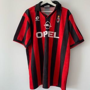 VINTAGE LOTTO MILAN HOME SOCCER JERSEY